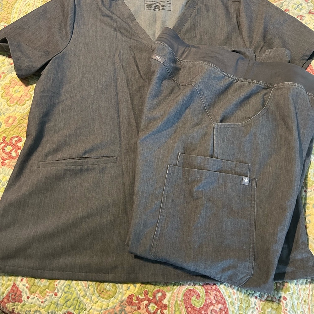 Gray Scrub Top and Pants Set